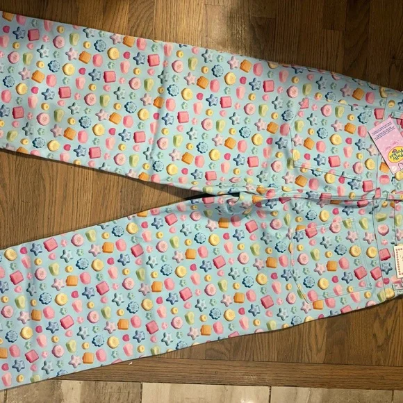 NWT!! Lisa Says Gah Pastel Candy-Print Pants in Light Blue, Pink, Yellow - Picture 6 of 7